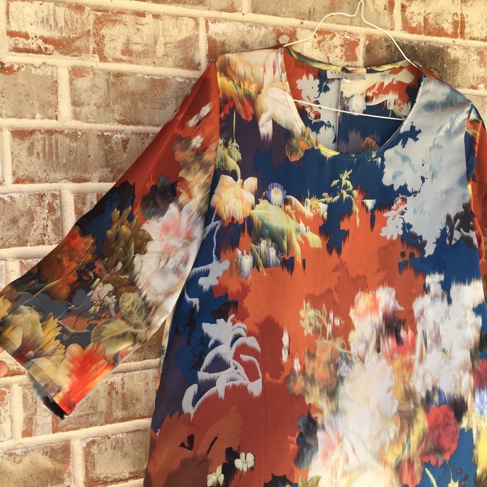 Bryn Walker Floral Watercolor Pattern Tunic Dress - Picture 3 of 7